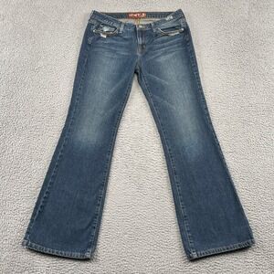 Hint Jeans Denim Women 11 Blue Bootcut Embroidered Bird Floral Low Rise Cotton